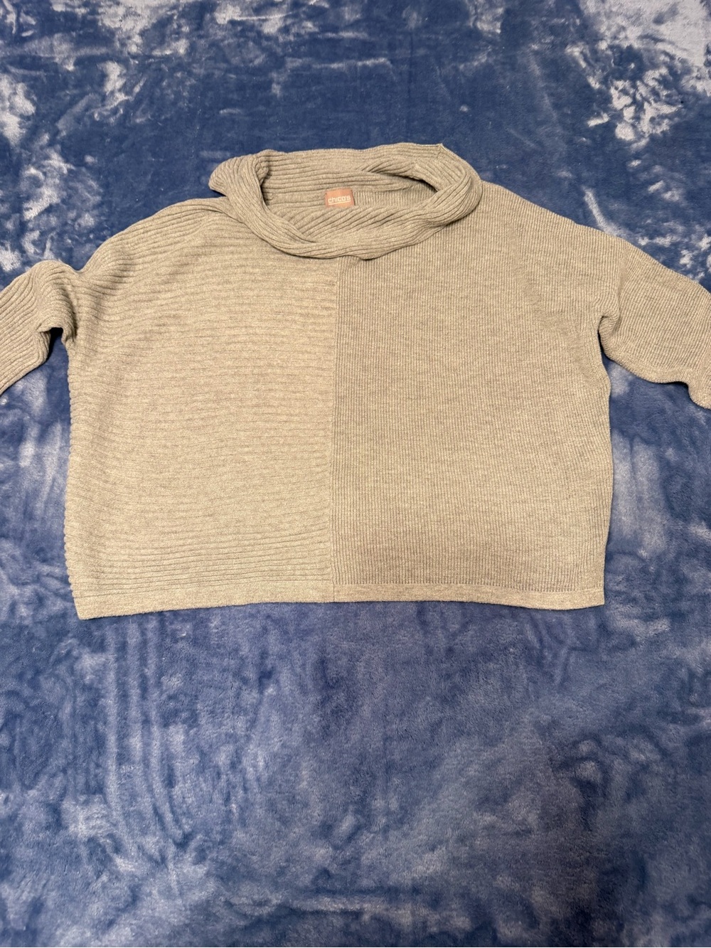 Chico's Light Gray Cropped Cowl Neck Sweater